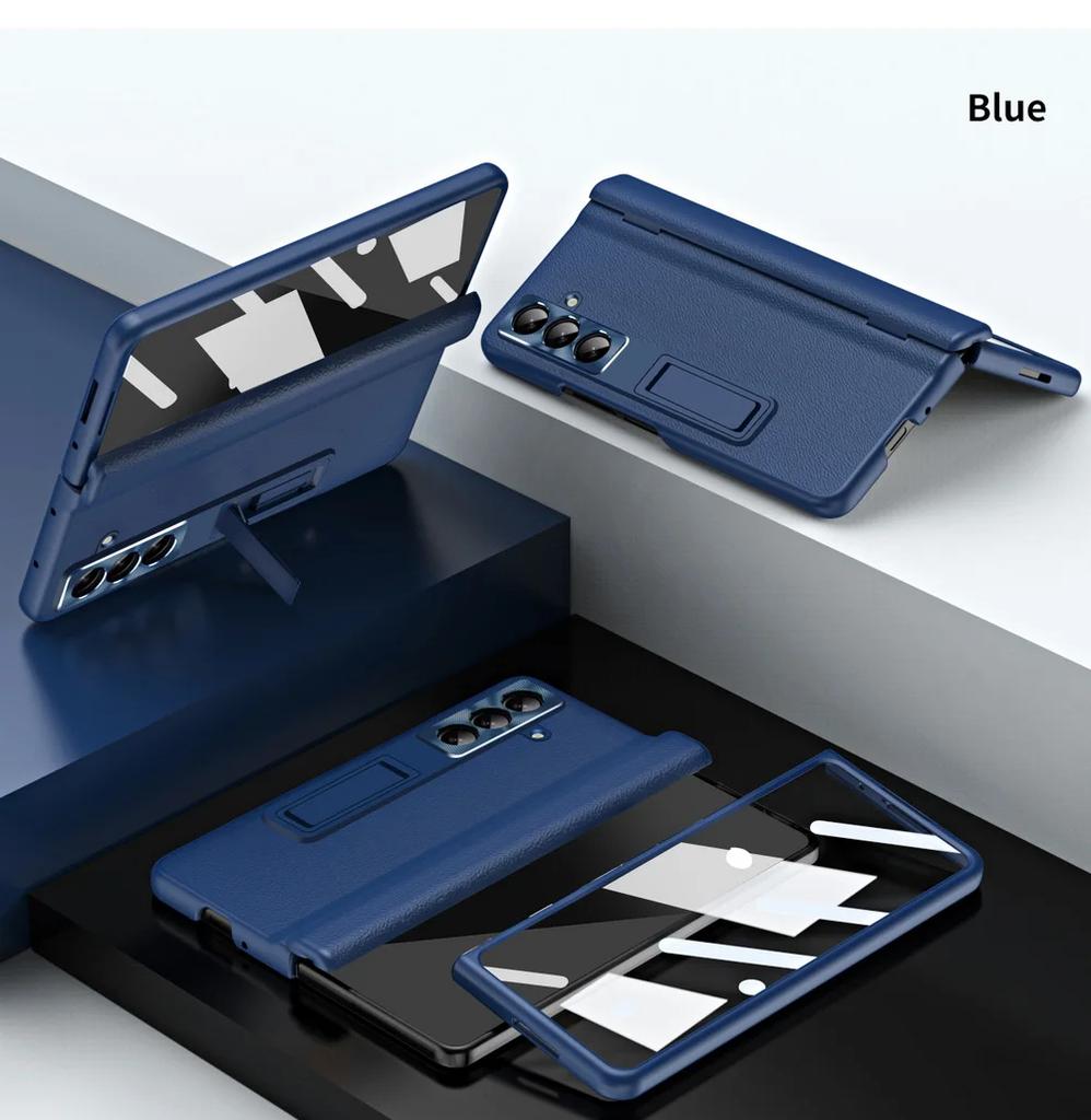 Роскошный Бизнес Невидимый Регулируемый Держатель Пленка из Закаленного Стекла Чехол для Телефона для Samsung Galaxy Z Fold 7 6 5 4 3 Защита Задней Крышки