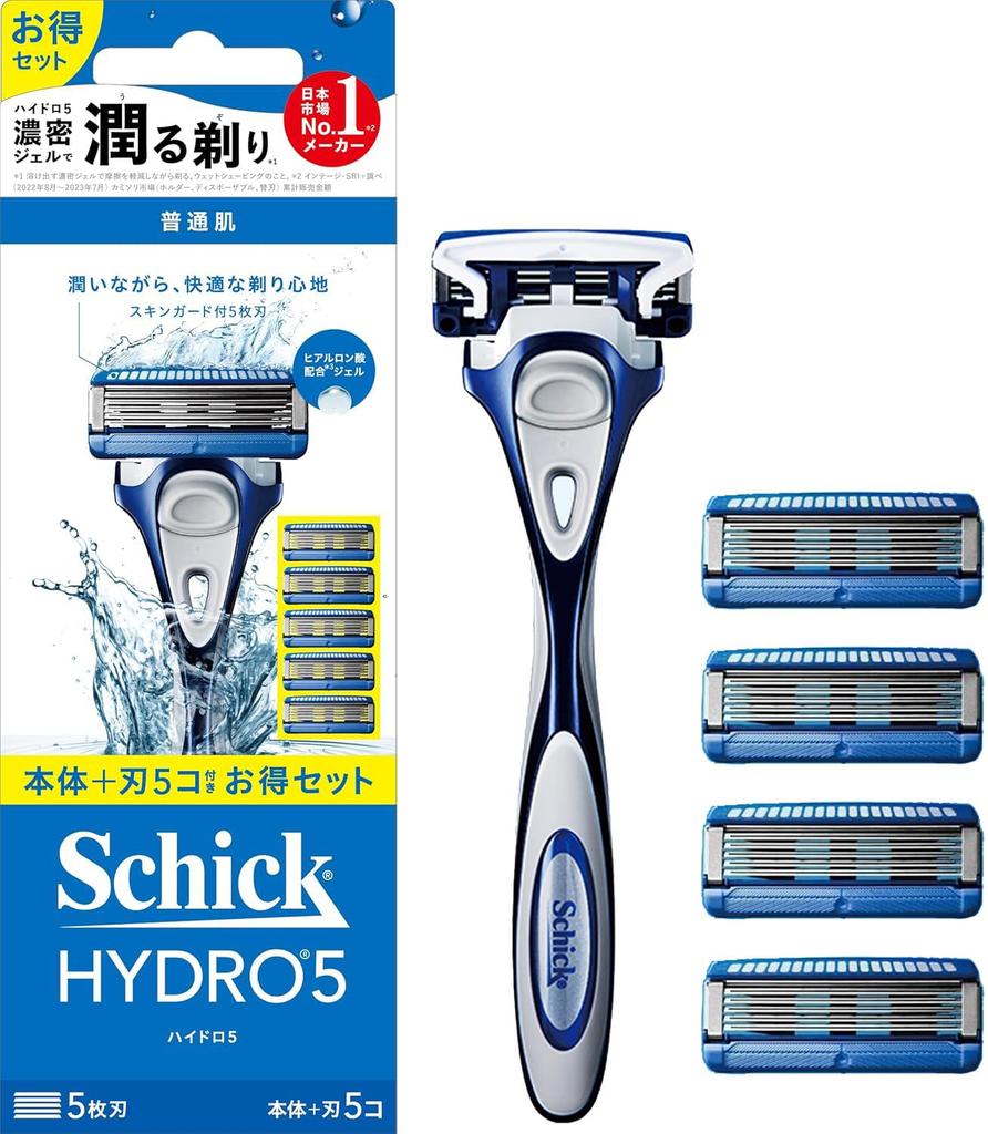 Hydro 5 Basic Combo Pack 4 Replacement Shaving Razor (Holder (with Blade) + Blades)