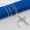 925 Sterling Silver 16-30 Inches Simple Cross Necklace For Women Men Fashion Wedding Gift Jewelry