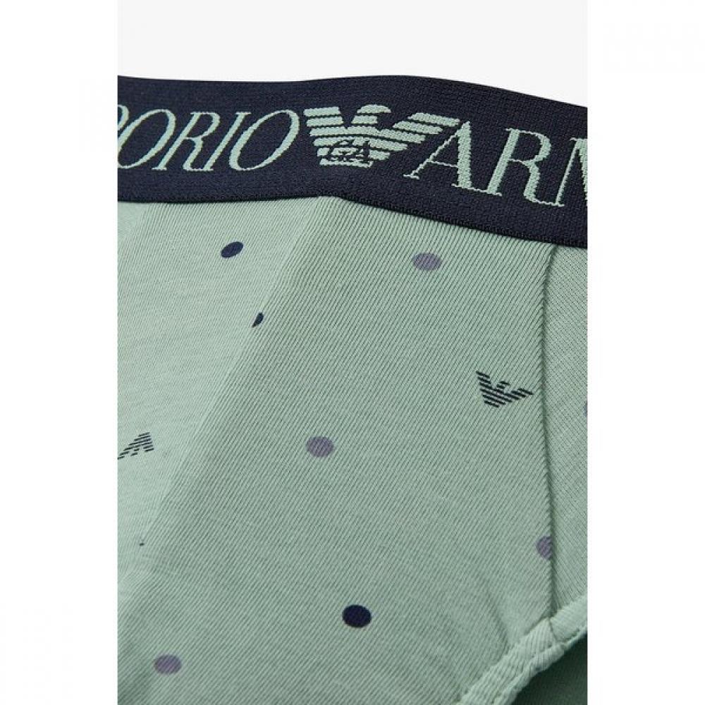 Emporio Armani Мужские Трусы-слипы Хлопковые Однотонные с Узором из Логотипов и Полосой с Логотипами 2 Штуки