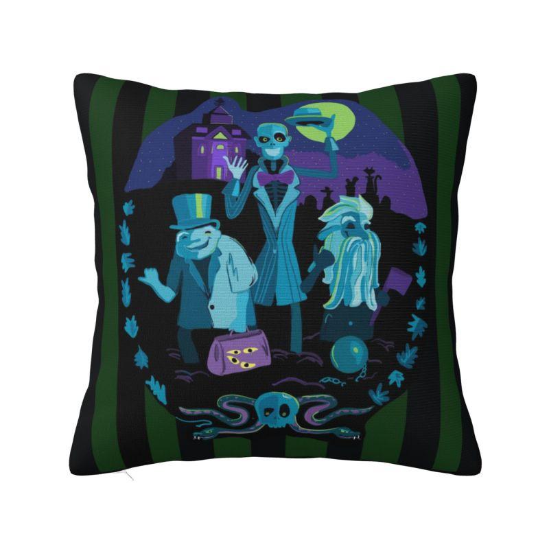 Happy Haunts Pillow Case 45x45cm Decor Home Haunted Mansion Grim Grinning Ghost Luxury Cushion Cover Velvet Pillowcase