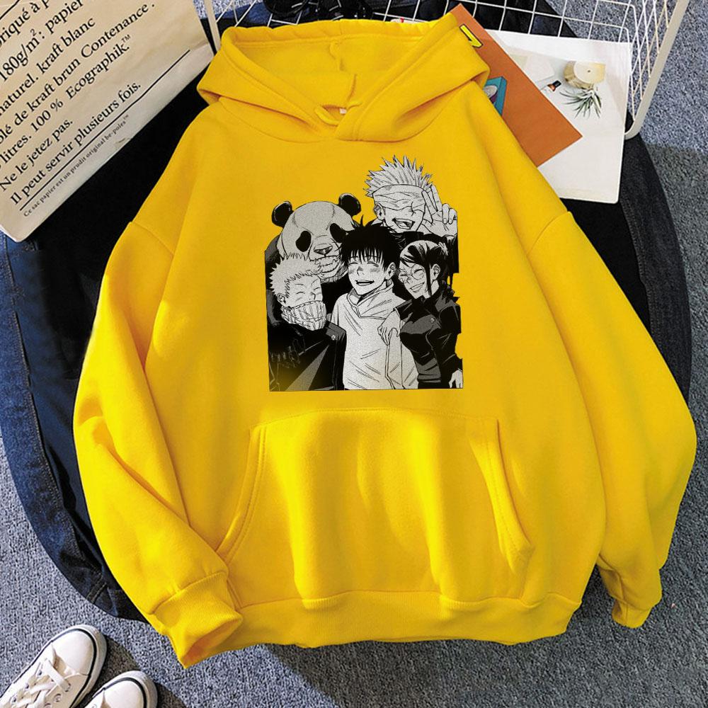 Новые толстовки Harajuku Anime Jujutsu Kaisen Yuta Okkotsu Squad Kawaii Manga Gojo Satoru Panda Harajuku, зимние повседневные мужские толстовки