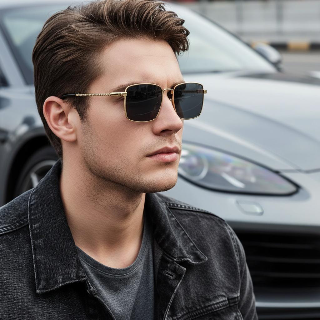 Screw Square Sunglasses New Personality Fashion Sun Glasses Retro Metal Trend Women's Sunglasses High-end Sense For Men 7132