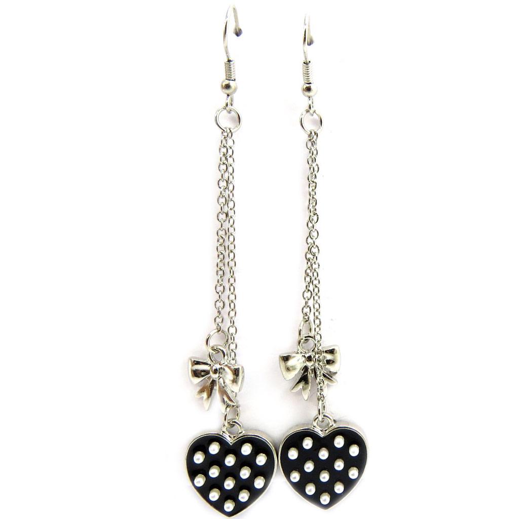 Les Trésors De Lily [L5615] - Black 'Love' Designer Earrings
