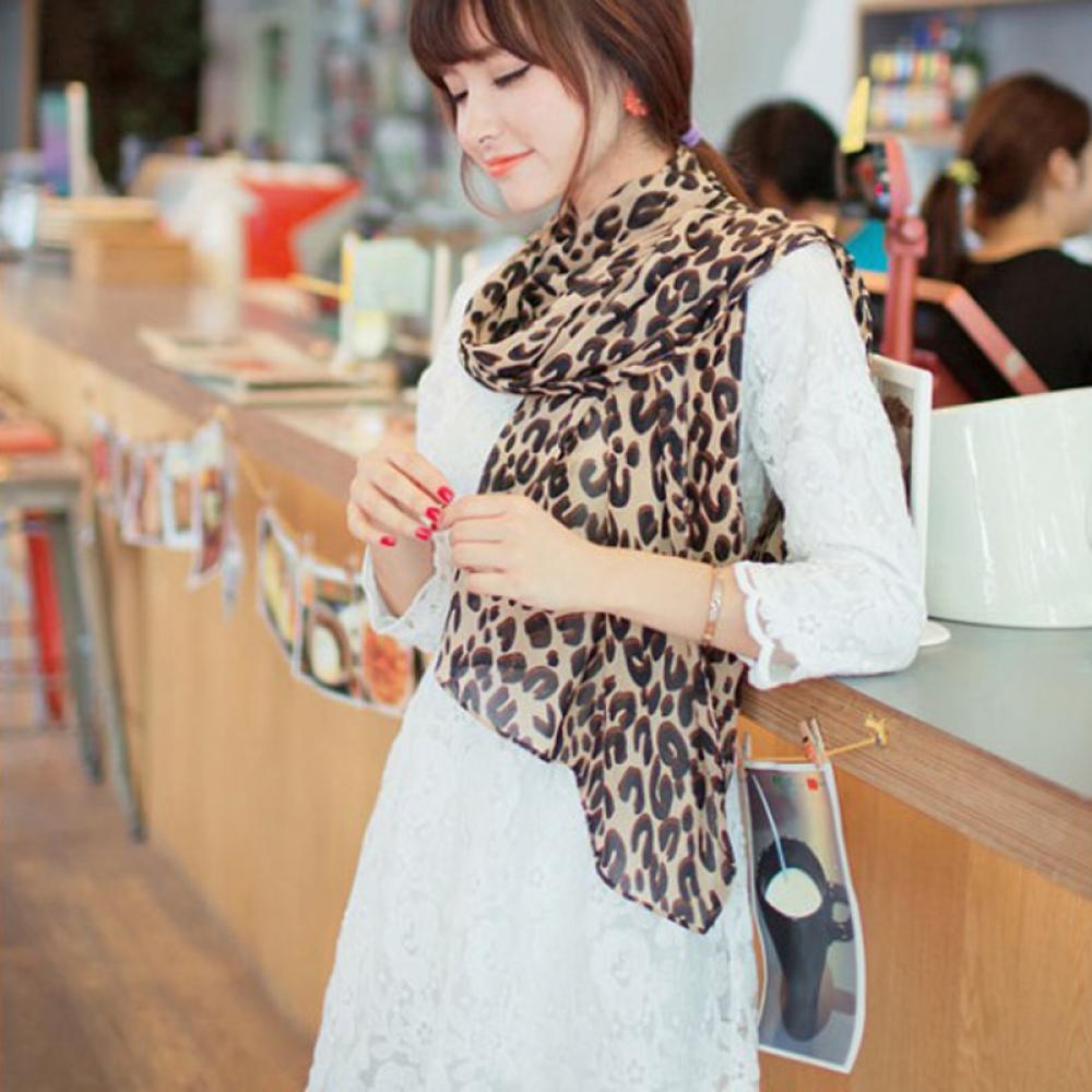 Long Fashion Ladies Wrap Leopard Scarf Shawl Chiffon