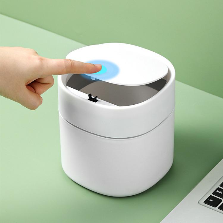 Rice Wood Press-Type Desktop Trash Can for Home, Office, Car - Wastepaper Basket & Storage Bin