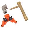Quick Coupler Valve Key G3/4 Brass with 2 Way Water Hose Splitter Quick Water Intake Valve Key for