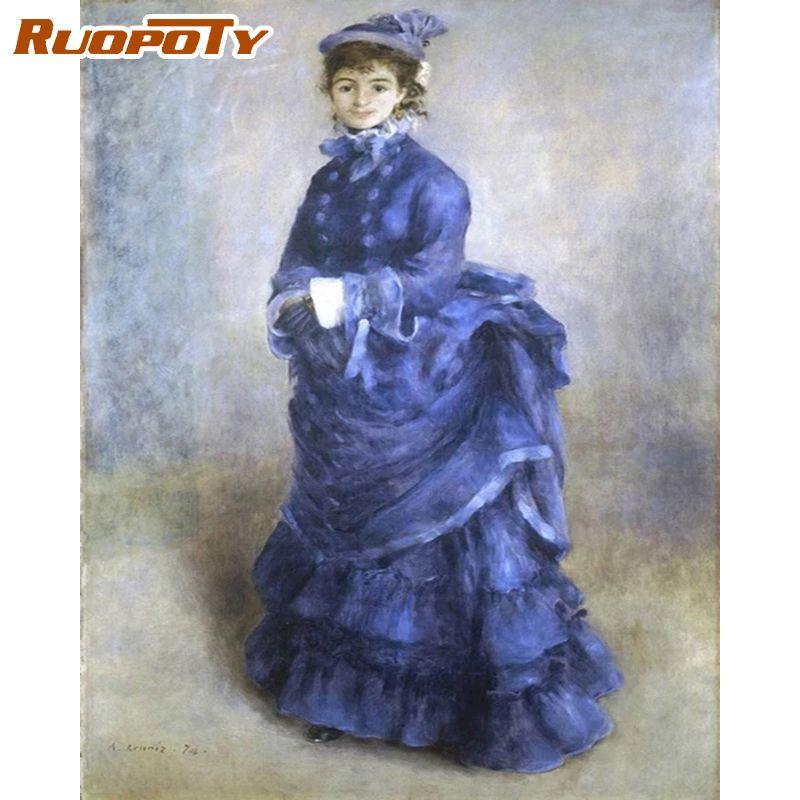 RUOPOTY Длинная юбка, женские наборы для рисования по номерам «сделай сам», для взрослых, рисунок, картина маслом, ручная роспись, холст, картина для настенного искусства 40x50 см