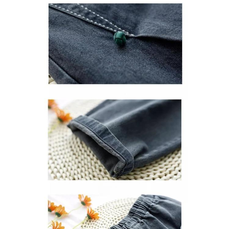 Женские весенне-осенние модели на четыре сезона, показывающие тонкую эластичную талию с дисковой пряжкой, брюки харен большого размера, повседневные джинсы