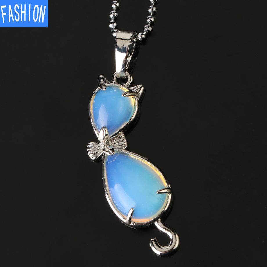 Европейская и американская личность, ожерелье с аметистом, животное, кошка, абстрактная инкрустация, подвеска из натурального камня