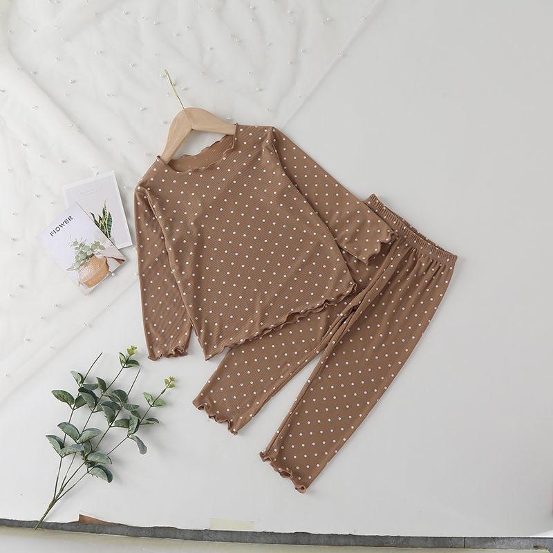 Girls' Polka Dot Summer Pajama Set - Lightweight Two-Piece Home Outfit with Air-Conditioning Comfort