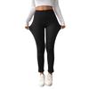 Women's Fleece-Lined Ribbed Thermal Leggings High-Waisted Slimming Design With Pockets Shapewear Leggings For Lifted Buttocks