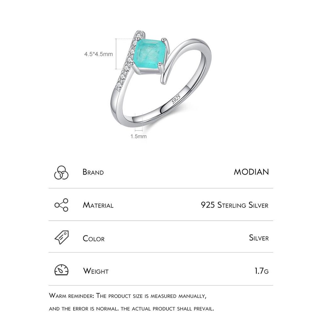 MODIAN Натуральное серебро 925 пробы, высококлассное кольцо с турмалином Параиба для женщин, обручальное кольцо Eternity, ювелирные изделия