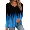 Women's V-neck Long Sleeved T-shirt Vintage 3d Printed Top
