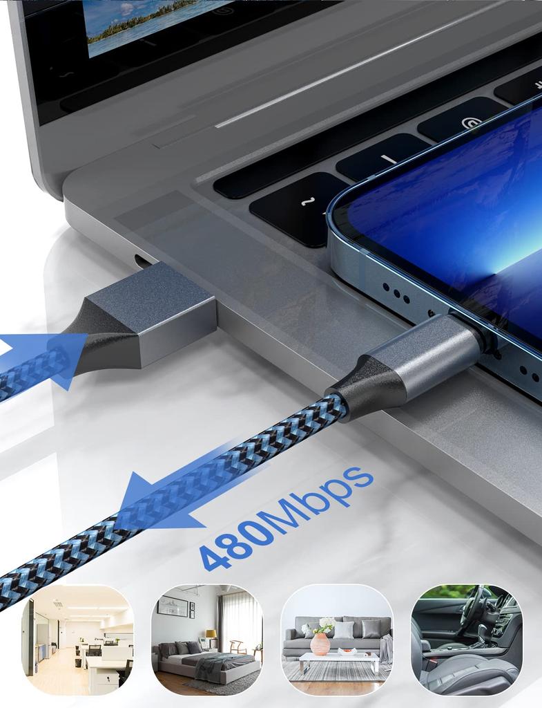 Atill для iPhone кабель для зарядки кабель Lightning 1M набор из 3 кабелей Lightning iPhone быстрая зарядка прочный плетеный нейлоновый USB-кабель для зарядки USB синхронизация