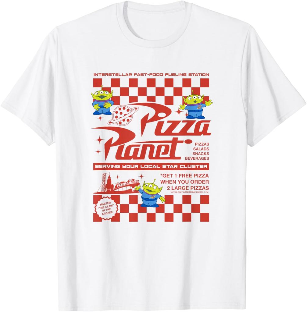 Hot Fashion Disney Pixar Toy Story Pizza Planet Iconic Retro Flyer Logo T-Shirt S-4XL Four Seasons Gift