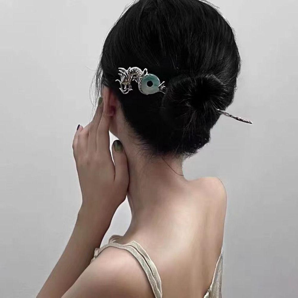 Cheongsam Green Hanfu Hair Sticks Metal Hairpin Ancient Style Hairpin Chinese Style Headwear