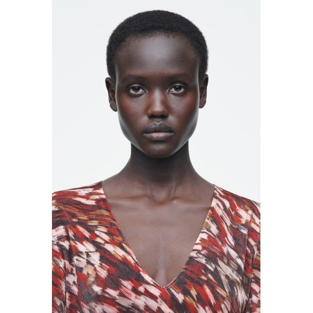 COS Japan Printed Semi Sheer Knit Maxi Dress