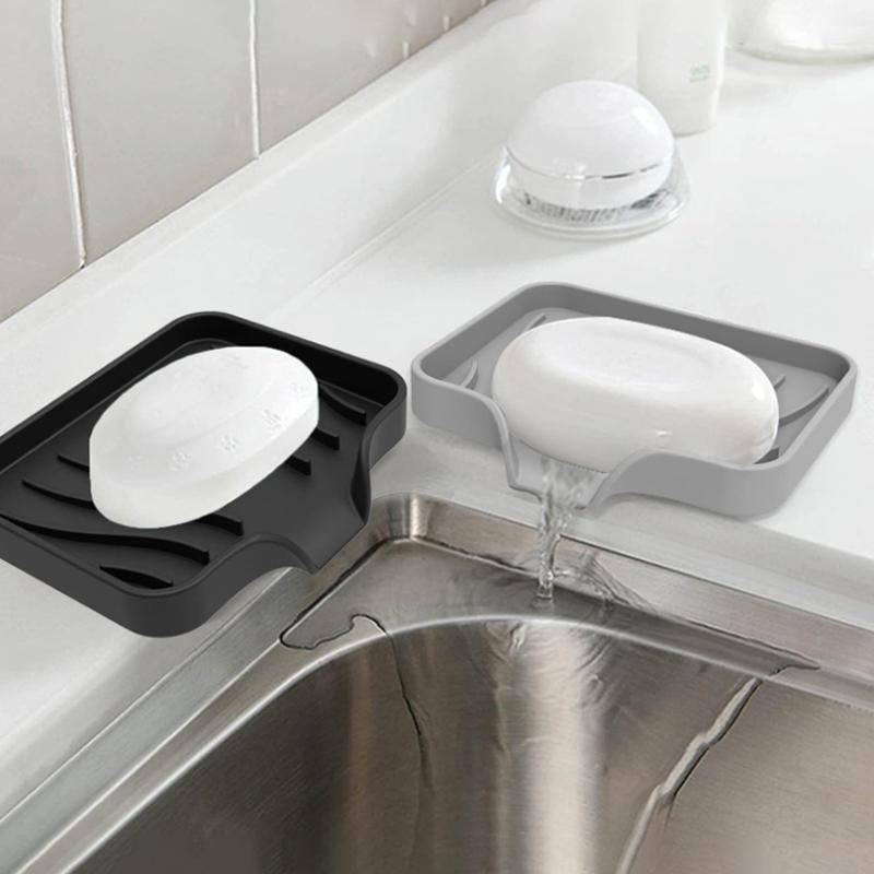 Силиконовая мыльница для ванной комнаты со сливом, контейнер для мыла, туалетный лоток, держатель для мыла для ванной, сливные тарелки для подушки для ванной комнаты