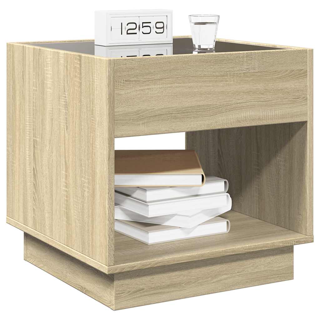 Vidaxl Stolik Nocny Z Led Infinity, Dąb Sonoma, 50X50X50 Cm