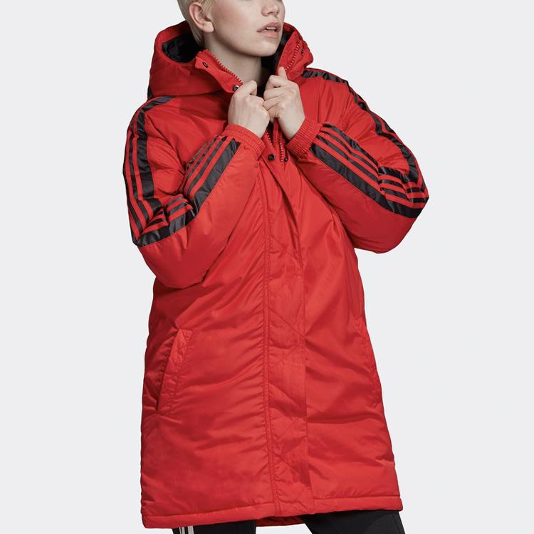 adidas Оригинальная теплая повседневная спортивная куртка-пуховик средней длины с капюшоном для женщин Легко-пурпурная FL0046