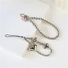 Silver Color Heart Phone Charms Phone Beaded Rope Silver Heart Phone Lanyard Cell Phone Straps
