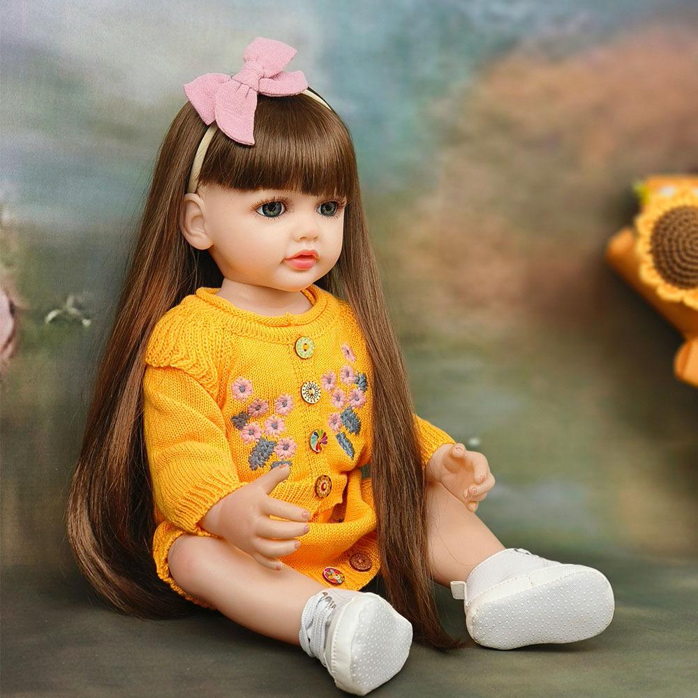 Очаровательная кукла Betty Reborn для детей от 3 лет и старше, 22 дюйма, 55 см, силиконовая, на все тело, с длинными наклеенными волосами, принцесса, реалистичная кукла для новорожденных, игрушки