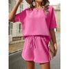 Summer Women's Shorts Short Sleeve Tops Set Dressy Batshirt Fashion Shorts Two Piece Set Casual Suit