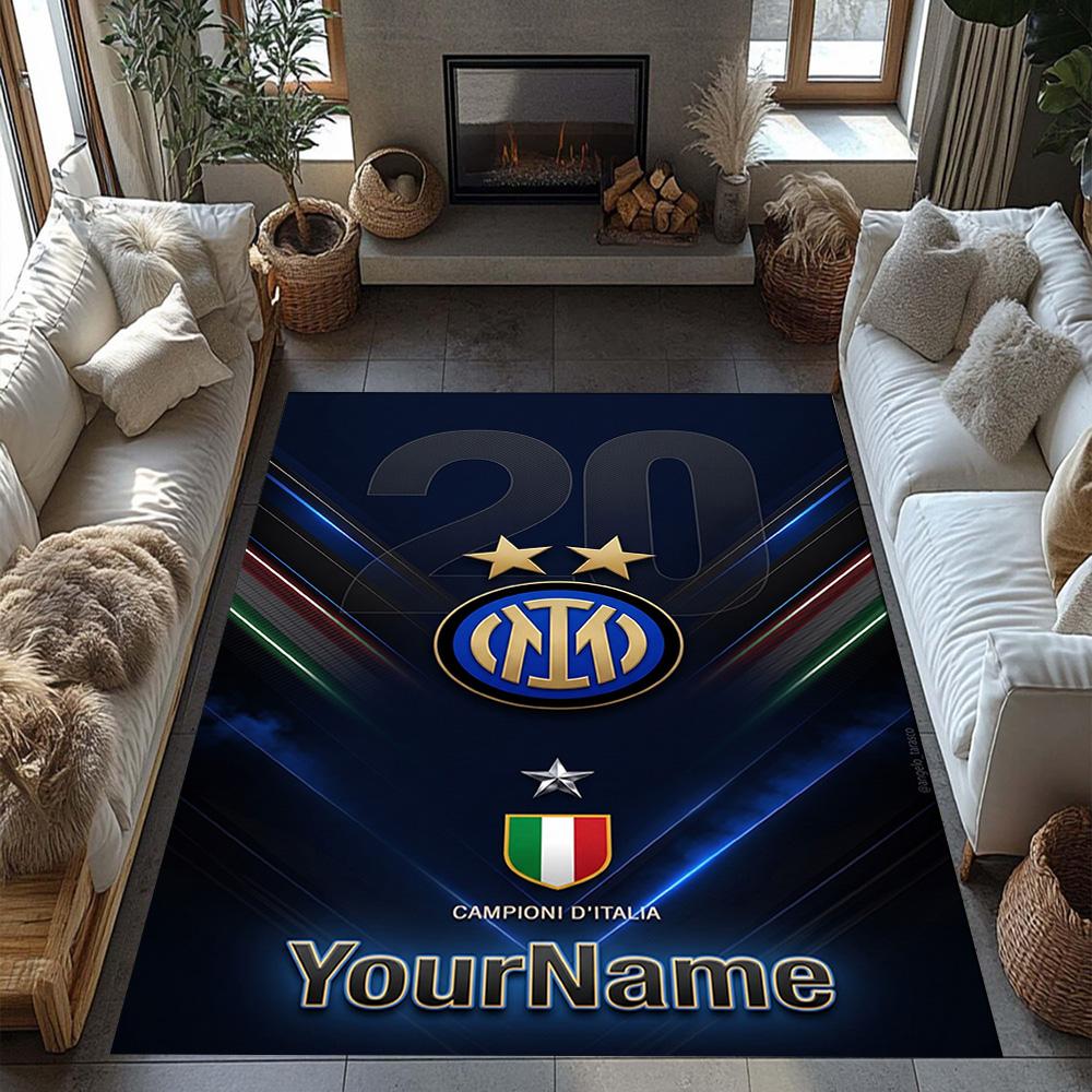 Inter Milan Customize Text Floor Rug Office Rug Design for Playrooms Decorate room Hallway Kitchen Antislip Carpet Office home decor Gift for Festival