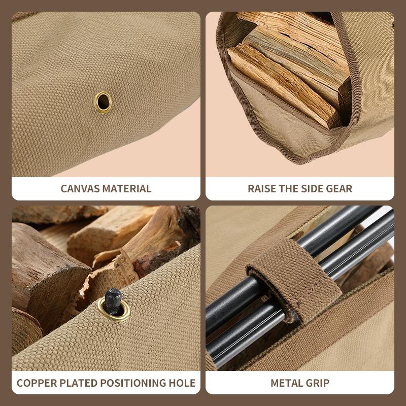 CAMPINGMOON T-285 Outdoor Camping Thickened Wear-Resistant Canvas Bag Handheld Wood Storage andOrganization Bag Firewood Carrier