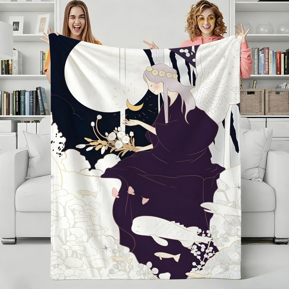 Artist Y-Yoshitomo Throw Flannel Blanket Perfect for Sofa Office Bed Travel Sleep Read Relax Camping four season use