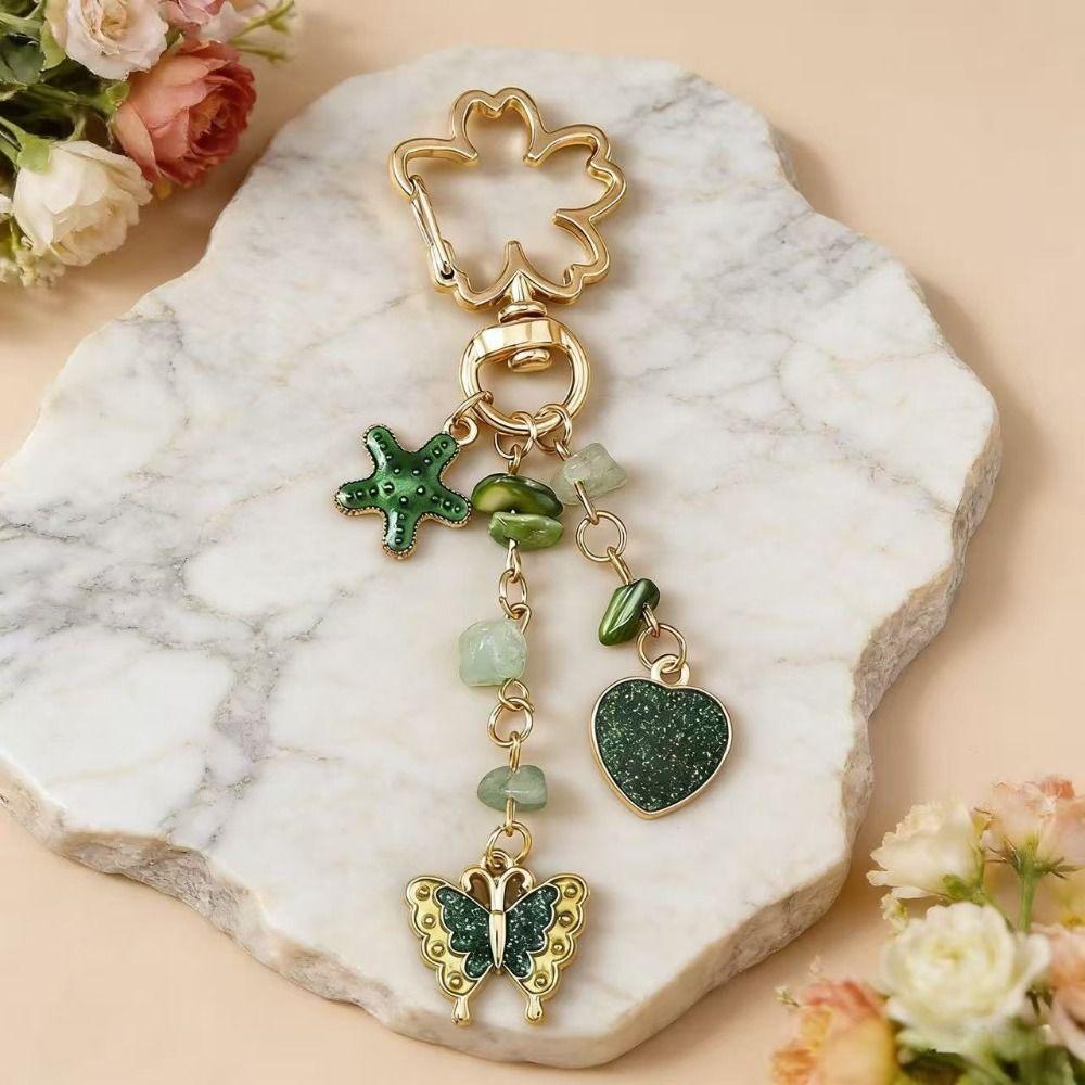 Hanger Enamel Butterfly Keychain DIY Heart Key Ring Cute Flower Pendant Women