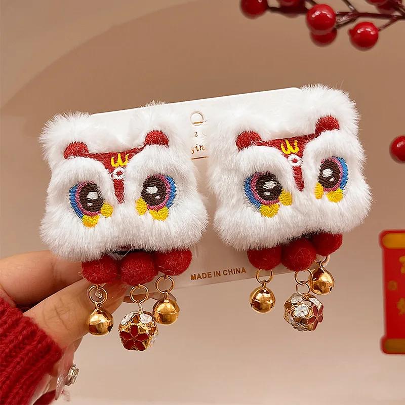 1/2pcs tassel hair clip, red New Year hair clip, Chinese style cute women's autumn and winter ancient style Hanfu headwear