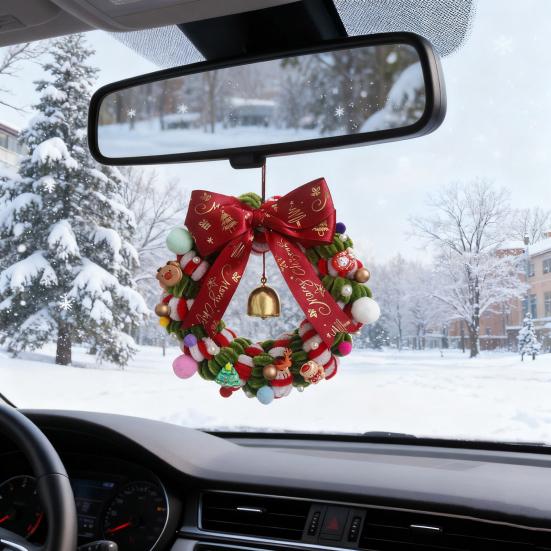 1 Набор Рождественский венок с красным, зеленым синелем, колокольчиком, подвеской Санта, оленем, лентой, сделай сам, ручная работа, елка, праздничная вечеринка, подвесное украшение для венка