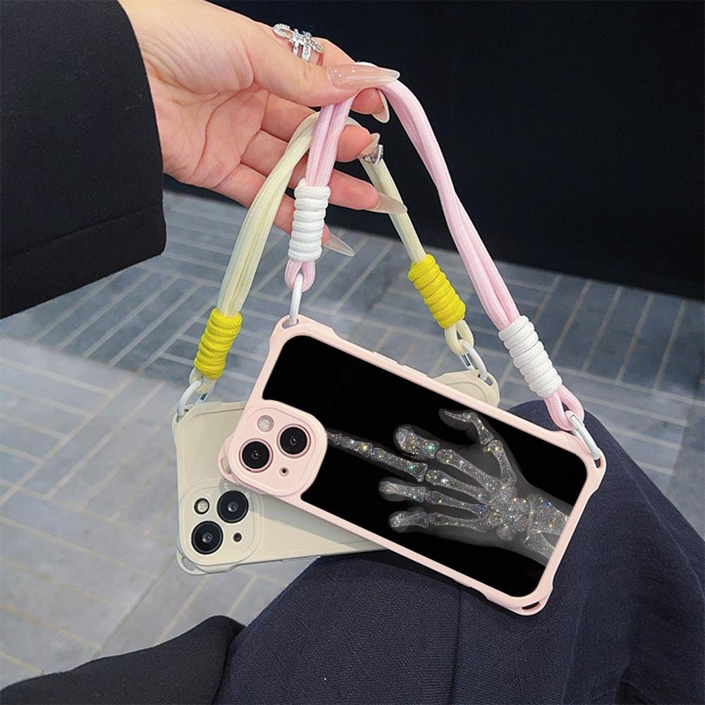 Мягкие чехлы для телефонов Ae80 Gesture Greeting Design Art для iPhone 16 15 14 13 12 11 Pro Max 8 Plus XR с ремешком на запястье, защитным шнурком для углов, задней крышкой