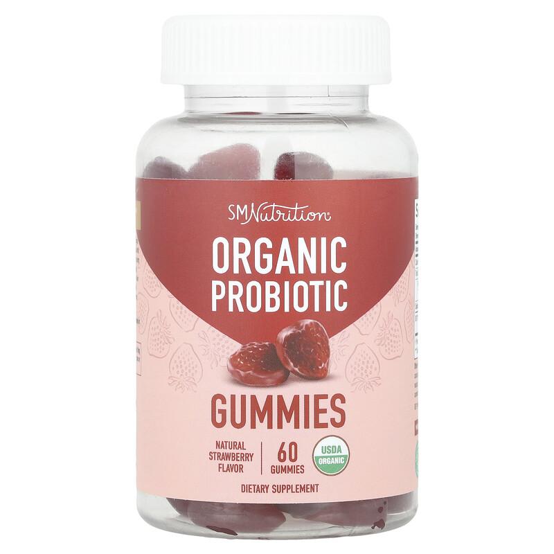Organic Probiotic Gummies, Natural Strawberry, 60 Gummies