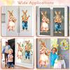 CHUNNIN 2Pcs Extra Large Easter Bunny Window Clings Spring Easter Window Decorations Vintage Easter Window Stickers Farmhouse Rustic Rabbit Carrots