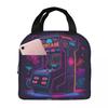 Fluorescent Neon Games Console Insulated Lunch Bag for Women Kids Portable Food Boxes Thermal Lunch Box Tote