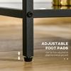 Beistelltisch mit gehärteten Glasplatten, 2 Ebenen, klassisches Design mit Metallstruktur, Schwarz