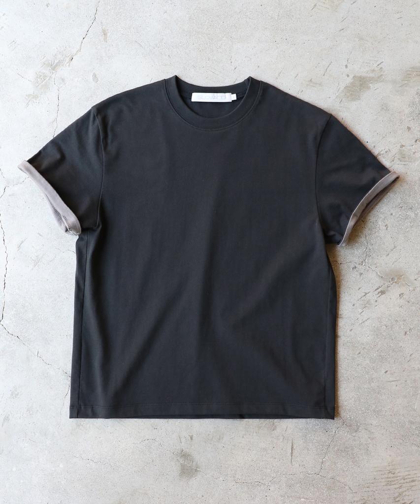 SLOWACID Sa Refined Flip-Cuff Semi-Crop Tee [Black]