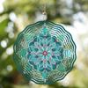 10 Inch Vibrant Teal Pink Mandala Flower Wind Spinner with 360 Degree Hook for Garden Patio Decor Outdoor Hanging Art Gift