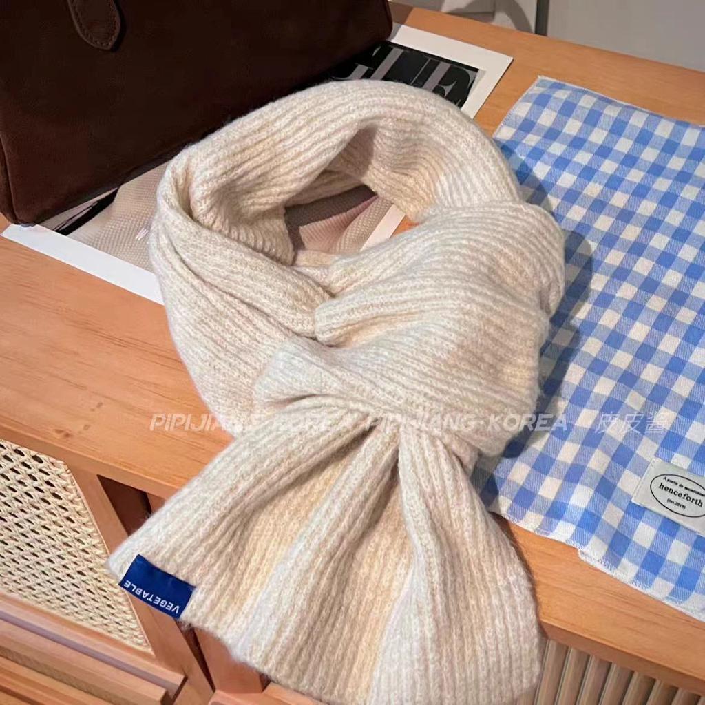 Женский вязаный шарф осень/зима новый короткий стиль вязаный однотонный теплый студенческий корейский универсальный с крестообразным воротом