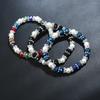 Women Bracelet Faux Crystal Faux Pearl Contrast Color Embrace Good Luck Inner Peace Bangle