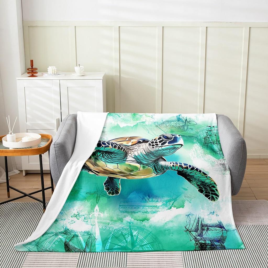 GUOYU Blanket Japanese Style Soft Warm BlanketRainbow Butterfly Throw BlanketCherry Blossoms Fleece BlanketInk Painting Style Fuzzy Blanket
