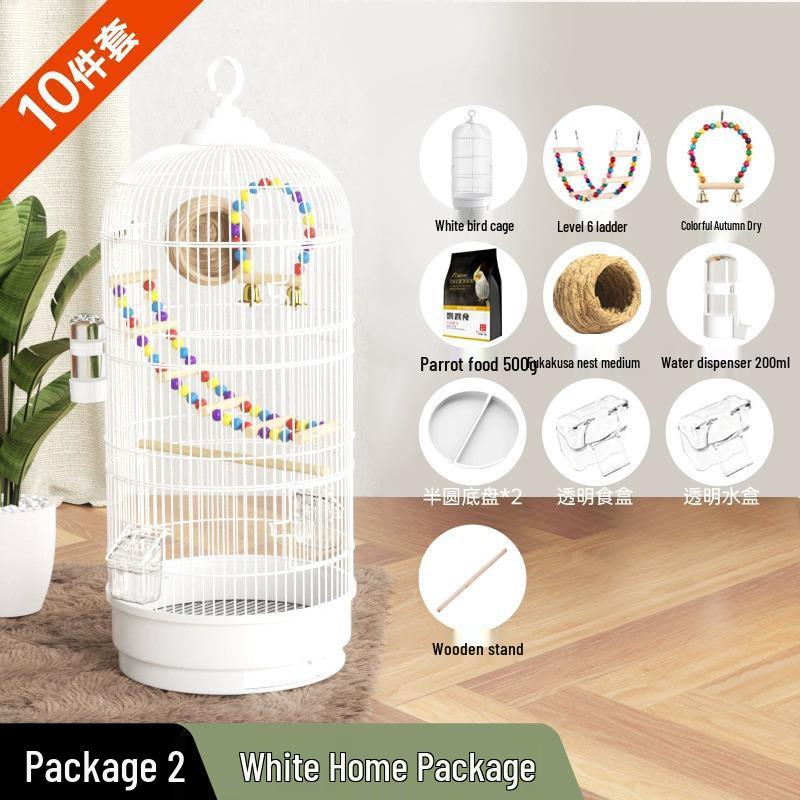 Роскошный круглый металлический набор клеток для попугаев, волнистых попугайчиков, корелл и майны