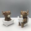 Durability Resin Toilet Seat Cow Statue Bathroom Ornamentation Sculpture With Smooth Surfaces Easy To Clean for Counter top