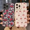 Cute Cherry Bow Silicone Phone Case For iPhone 15 16 Pro 14 Plus 13 Pro Max 12 11 X XS XR 7 8 Plus SE 2020 Shockproof Soft Cover