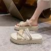 Fairy Wind Slippers Outer Wear Female Summer 2025 New Pearl Design Lace Gentle Thick Bottom Two Wear One Word Sandals