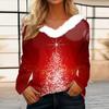 Рубашки с длинным рукавом для женщин Милые топы Рождественские принты Футболки Блузки Повседневные топы больших размеров Базовые топы Пуловеры