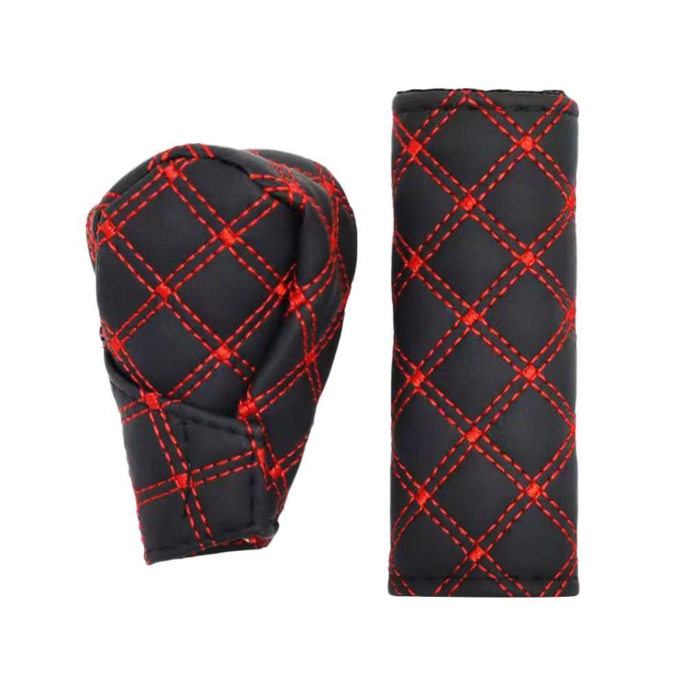2Pcs/set Car Shift Handle Cover Handbrake Protective Universal Adjustable Shift Knob Cover Non-Slip Durable Auto Accessories